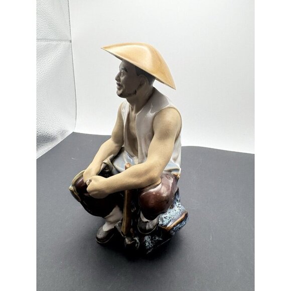Vintage Shiwan Chinese Mudman Statue Figurine Laborer - Picture 3 of 5